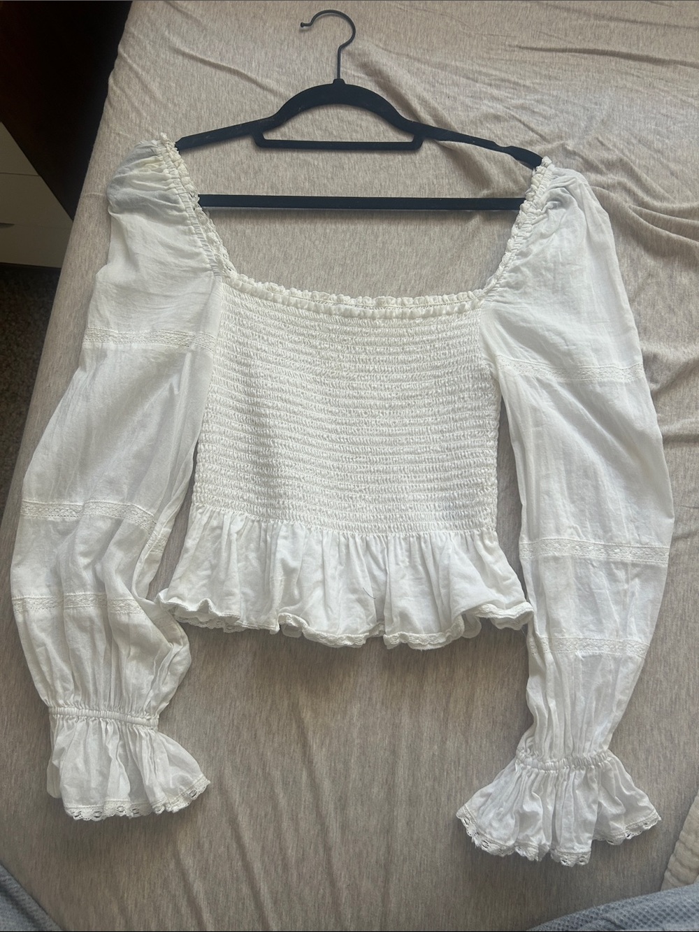 Reformation Women’s White Smocked Peasant Top